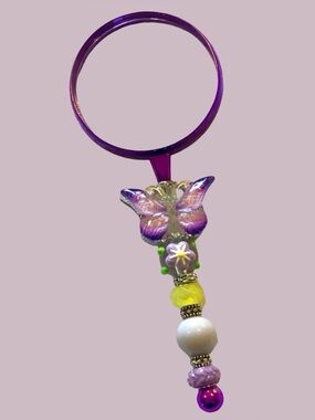Purple gorgeous shining Butterfly focal pieceBeaded Magnifying glass - handmade